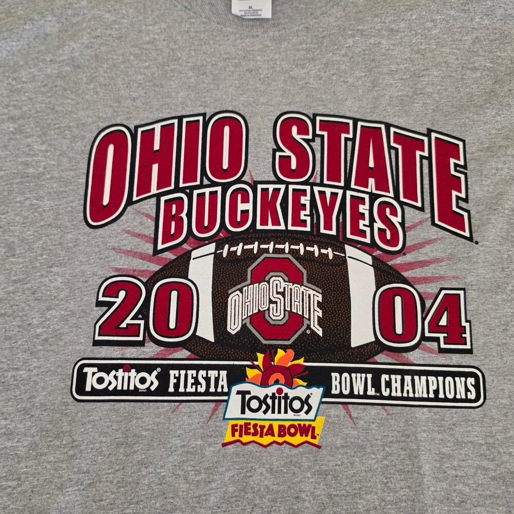 Ohio State Buckeyes Gray XL 2004 Tostitos Fiesta Bowl Champions T-Shirt